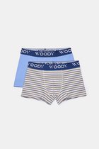 Woody duopack boxershort jongens - blauw gestreept - 261-10-CLD-Z/015 - maat 152
