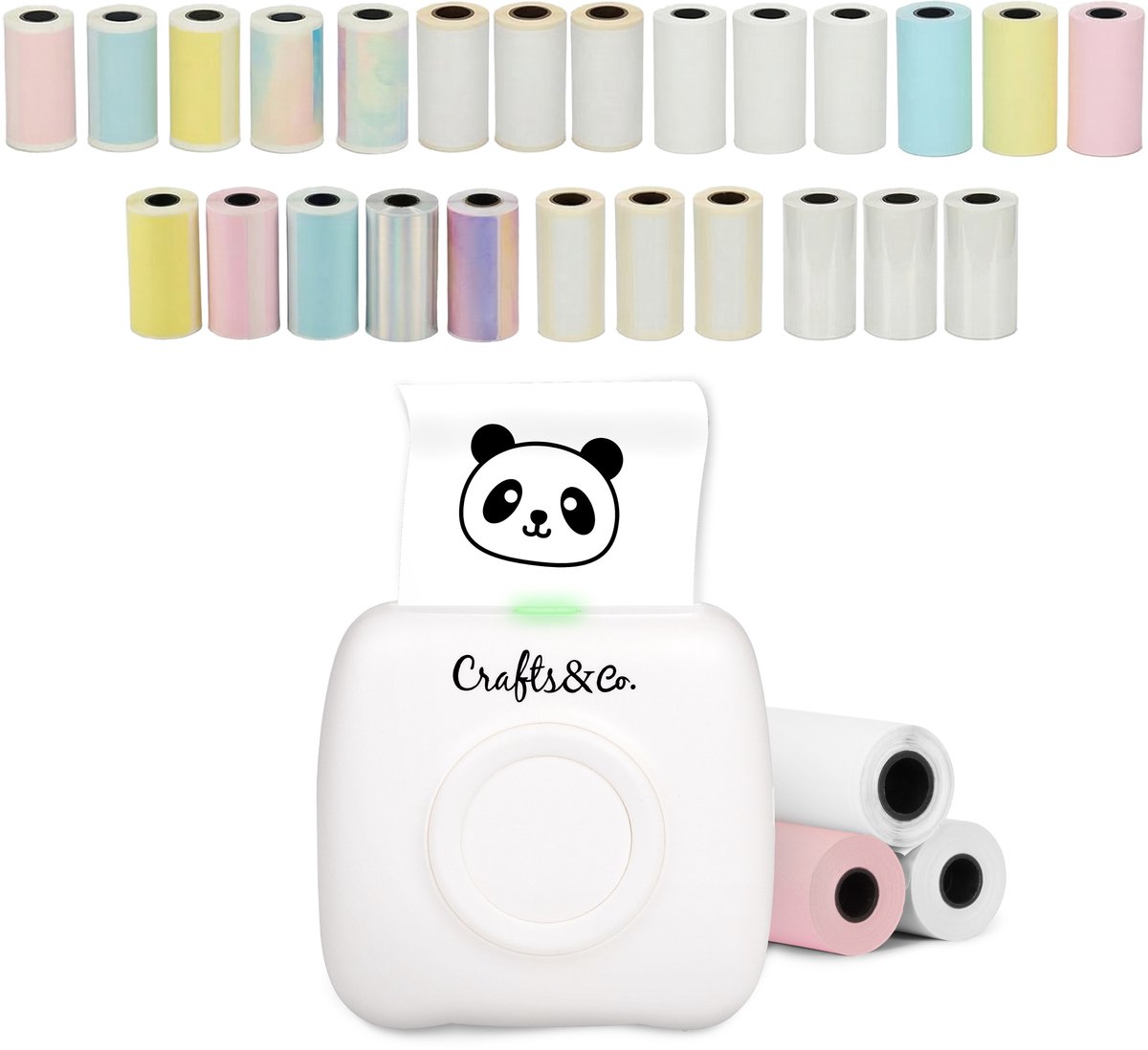 Crafts&Co Mini Pocket Printer - Mega Combideal met alle Navullingen - Sticker Printer - Wit