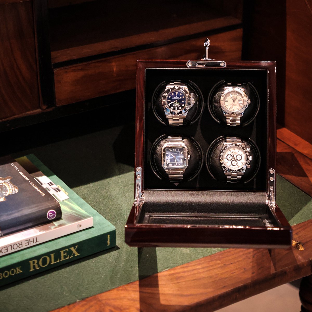 Leader Luxe Watchwinder voor 4 horloges - Horloge opwinder - horloge box - Ebony