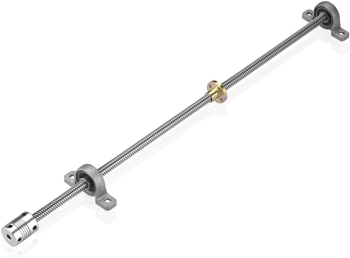 Spindelstang Set - Lineaire As - 3D Printer Onderdelen - Met Koperen Moer - 500mm Lengte