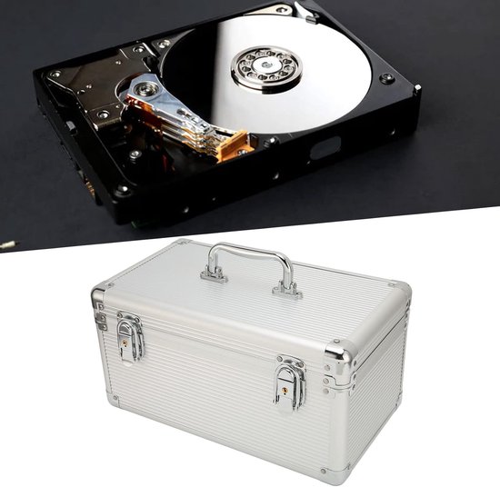 aladdien - Harde Schijf Koffer - Schokbestendige Opbergdoos - Aluminium - Voor 10 Harde Schijven - Ideaal voor 3,5 Inch Harde Schijven - Veilig ... van Merkloos — afbeelding 3