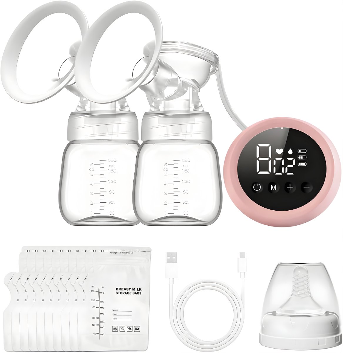 DnA® Borstkolf - Handsfree Borstkolf - Elektrische Borstkolf - Handkolf - Draadloze Borstkolf - Roze - 23cm x 22cm x 10cm