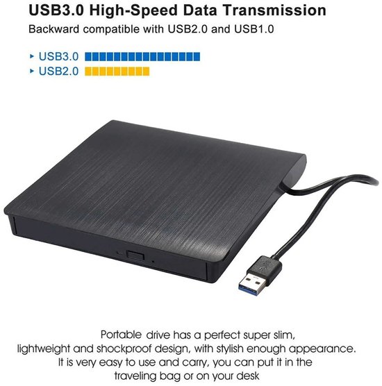 Externe kaartlezer met USB 3.0-interface, draagbaar, zwart, geschikt voor pc, laptop, Mac OS, Windows 11/10/8/7 besturingssystemen. — afbeelding 2