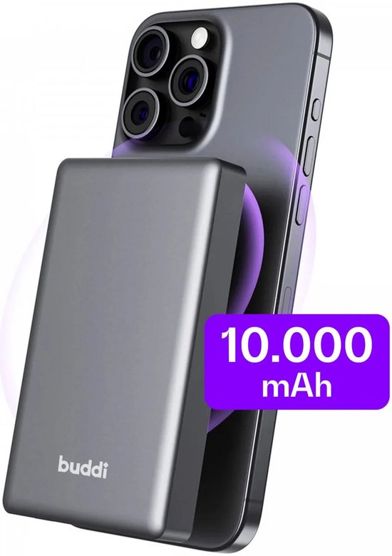 Buddi Connect Draadloze Powerbank 10.000 mAh Zwart - Buddi - €29,95