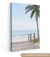 Canvas schilderij 80x120 cm - Exclusieve wanddecoratie Palmbomen - Pad - Horizon - Muurdecoratie woonkamer - Slaapkamer decoratie - Kamer accessoires - Schilderijen op canvas