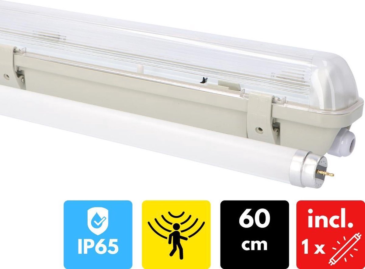 Proventa Outdoor LED TL lamp met bewegingssensor en daglichtsensor - Waterdicht - 60 cm - Tl-buizen - Tl-armaturen - Tl-verlichting