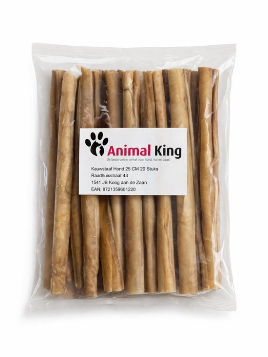 Kauwstaaf Hond - Langdurig Kauwplezier - Hondensnack - Kauwbotten - Hondenbot - Snacks Hond - Hondenkluif - Geperste Runderhuid 20 Stuks - 25 CM