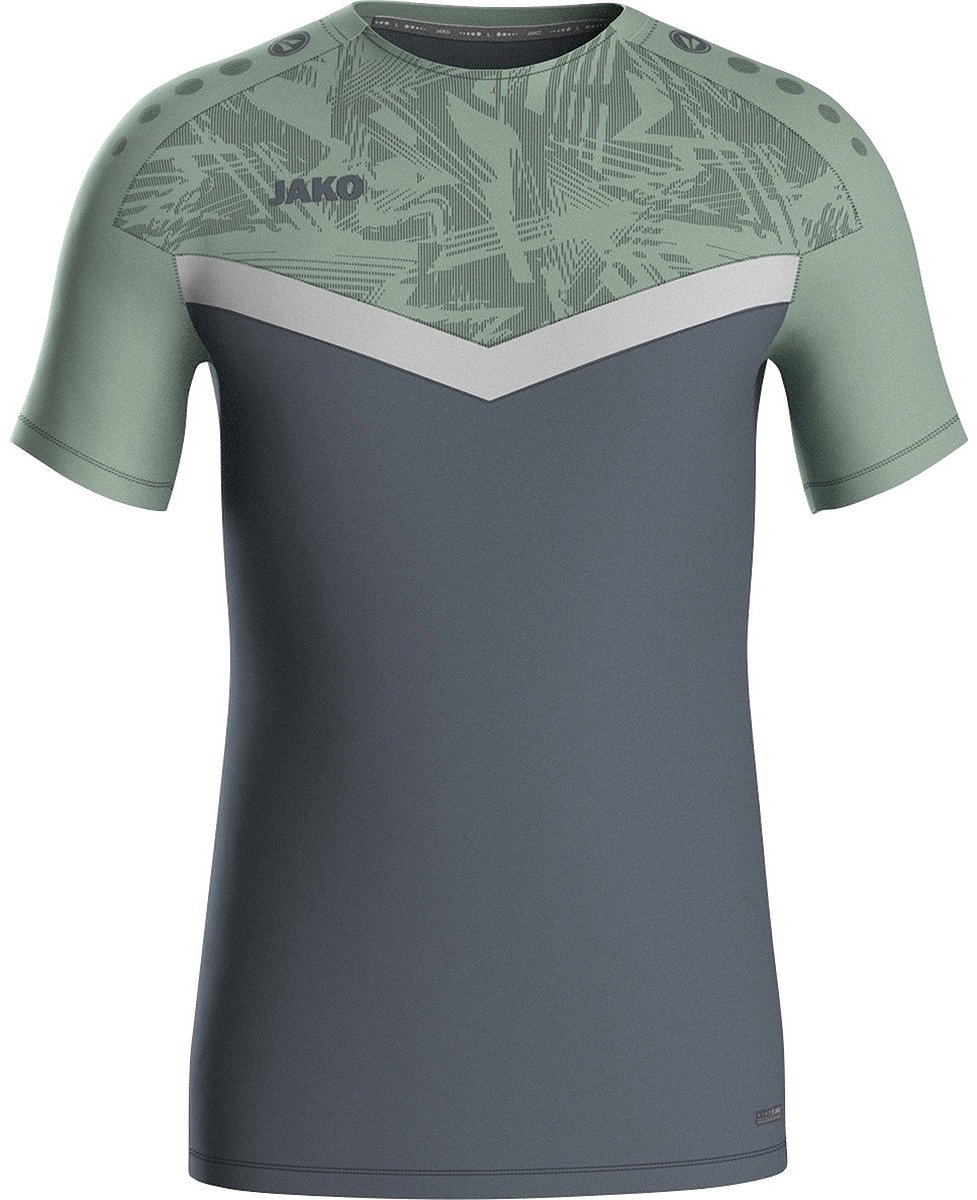 Jako Iconic T-Shirt Kinderen - Zachtgrijs / Mintgroen / Antra Light | Maat: 116