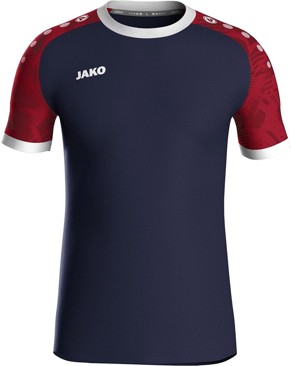 Jako Iconic Shirt Korte Mouw Heren - Navy / Chilirood | Maat: XL