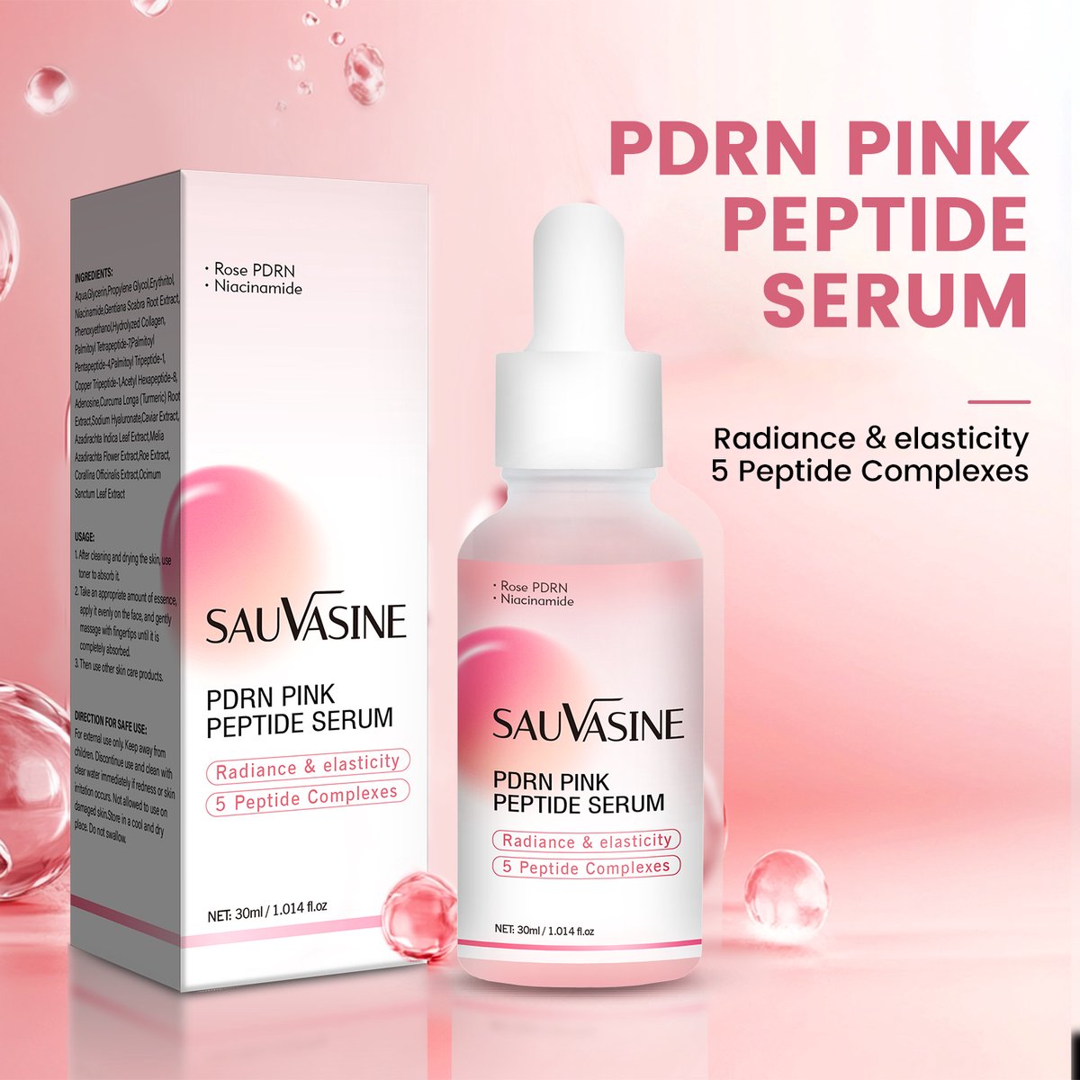 Lanthome - PRDN Pink Peptide serum - Roze Verstevigend peptide serum - Anti-rimpels serum voor stralende huid, 30ml