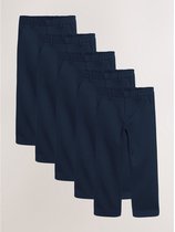 Next - Jongens - Reguliere schoolbroeken met elastische taille en rechte pijpen, 5 stuks - Blauw