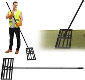 Grastrimmer Hark, Egaliseerhark, Gras leveler, Golf Grashark met Handvat voor het Egaliseren van Grasoppervlakken 75x25cm, Zwart