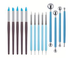 Deze 14-delige set siliconen boetseergereedschap bevat bolvormige kleigereedschappen en boetseerkwasten, geschikt voor boetseren, pointillisme,…