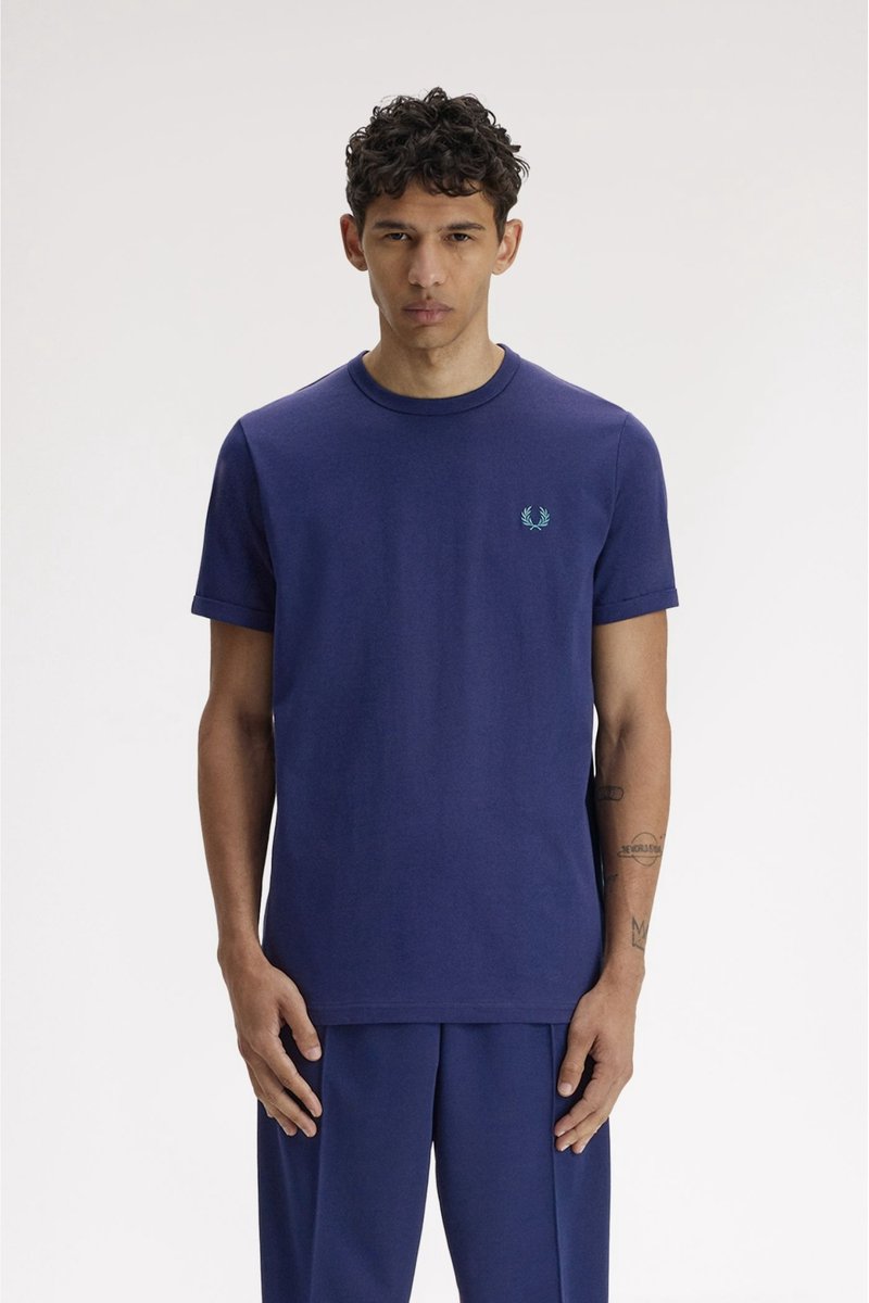 Fredperry Fp Ringer T-Shirt Fashion Wear Volwassen Blauw
