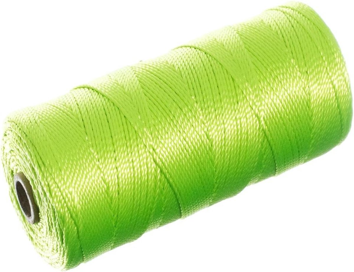 Gedraaide Nylon Metselaar Lijn - Touw - Klusprojecten - Scheurbestendig - 275 voet - Fluorescerend Geel
