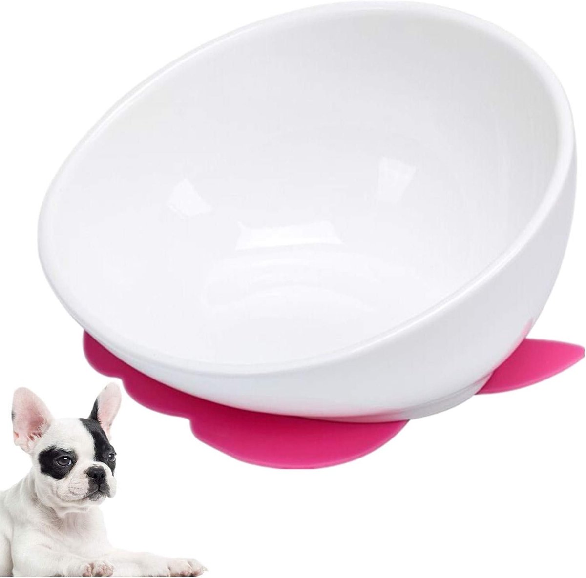 Keramische Hondenvoerbak - Hondenkom Kattenbak - Honden Voeden - Brede Mond Anti-slip - 17x16.5x10 cm - Wit