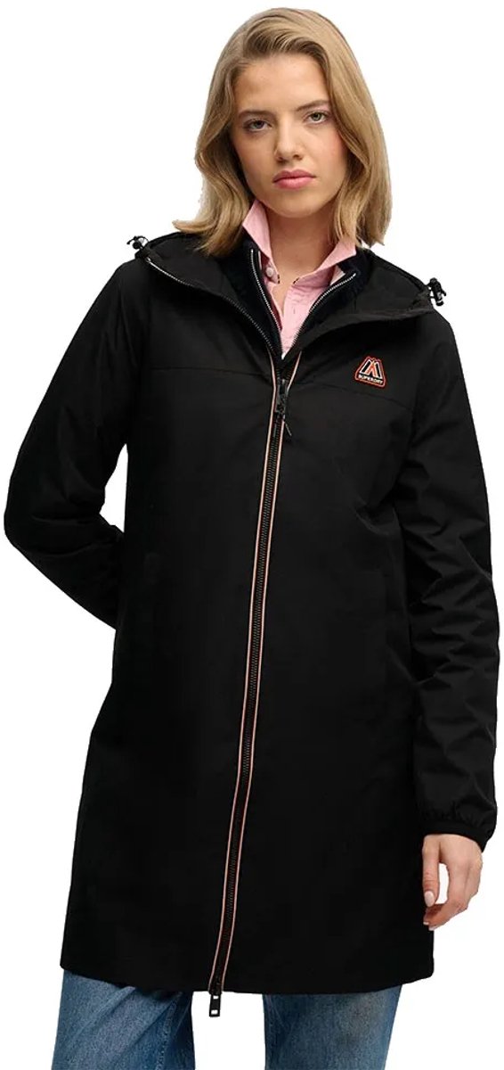 Superdry Lange Driekleurige Windbreaker Jas Dames Zwart