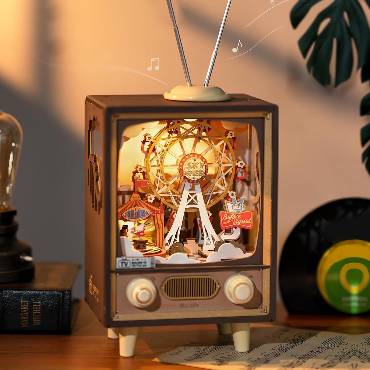 Houten Muziekdoos - 3D Puzzel Decoratie - Ambachtelijk Knutselen - Met LED Nachtlampje - 174 Stukjes