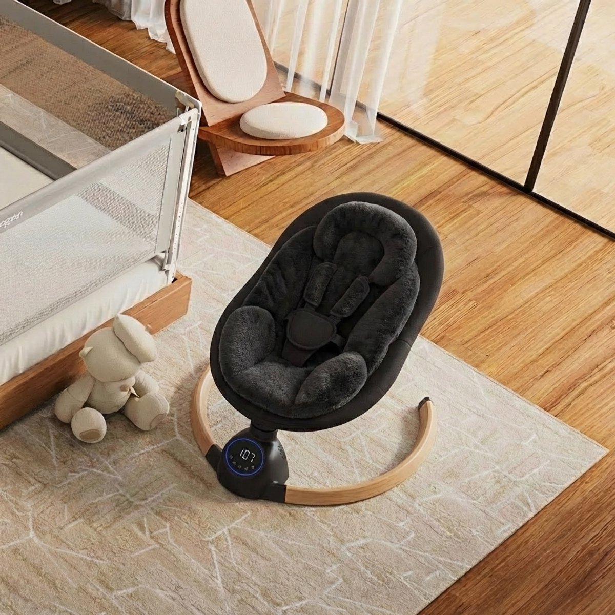3Babies Elektrische Babyschommel – Zwart thumbnail 5