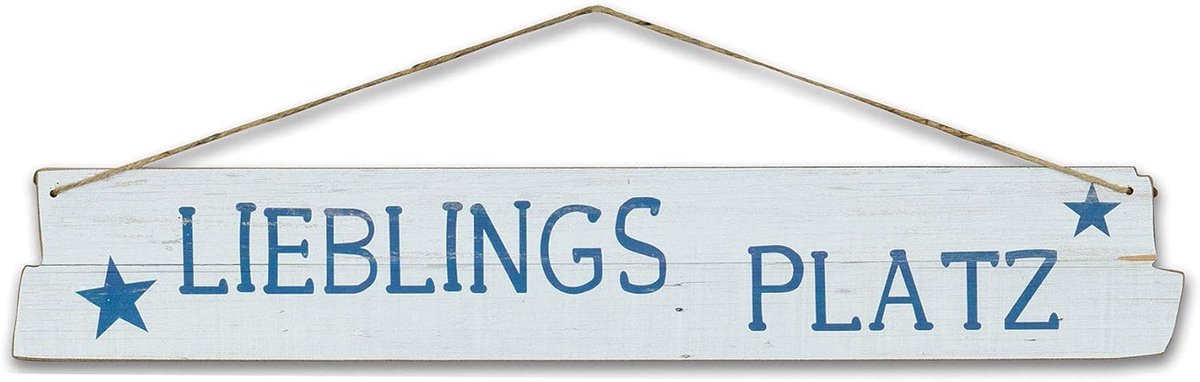 Houten Deurbord - Wanddecoratie Schild - Maritieme Sfeer - Met Jute Touw - 60x10cm - Lichtblauw