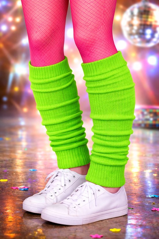 Benelux Wears / Jambières vert fluo - Jambières - Acryl - Taille Standard - Must pour le carnaval, la discothèque, la fête foute et le Look des années 80 - 1 paire