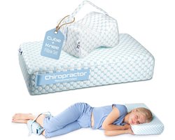 Kubus Kussen - Kniekussen Traagschuim - Zijslapen Ondersteuning - Verkoelende Jersey - 61x30.5cm - Wit