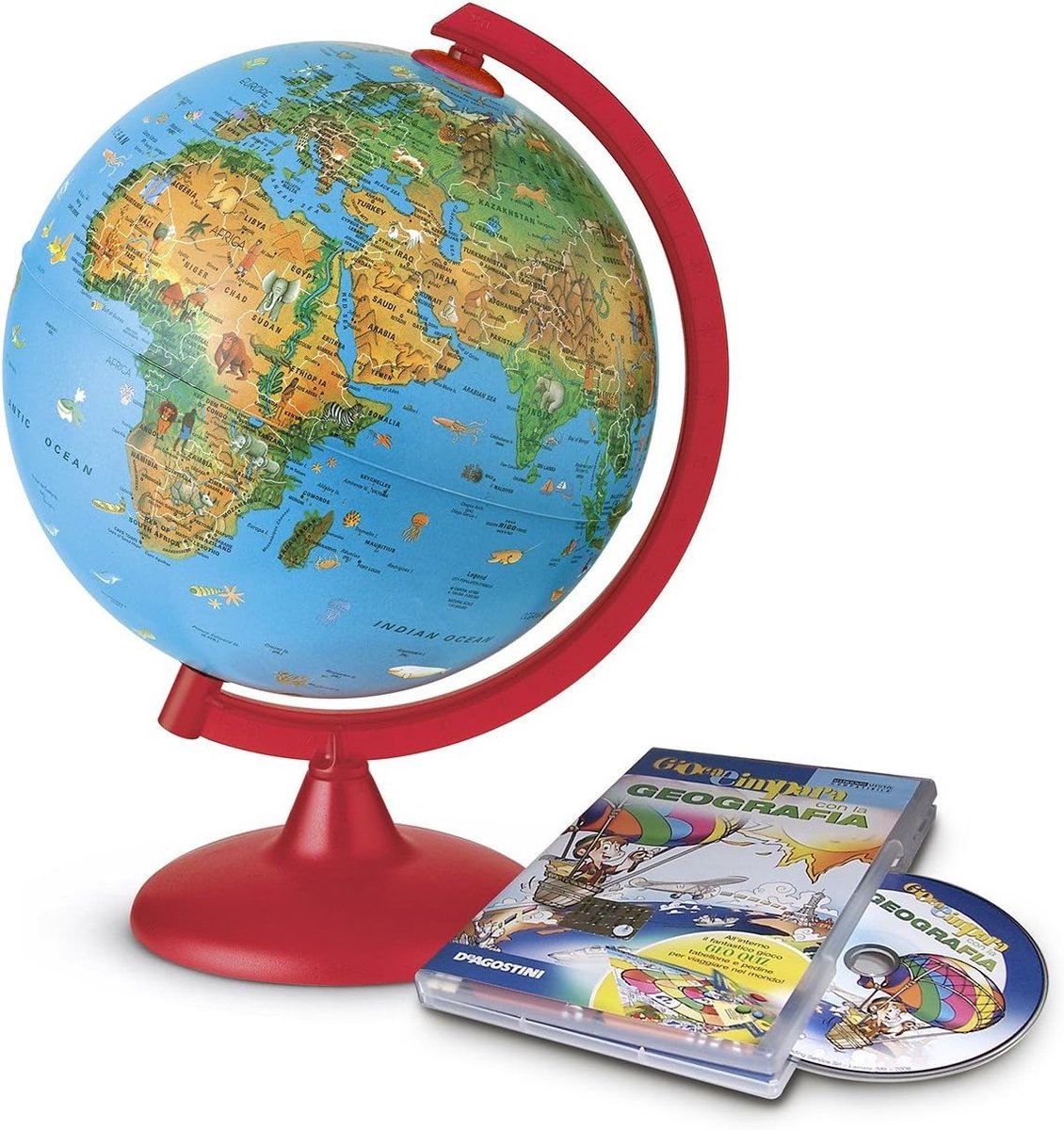 Wereldbol met Dierentuin - Educatieve Aardbol - Leren over Geografie - Interactieve CD Inclusief - Standaard Formaat