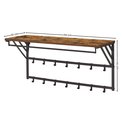 Wandkapstok met houten plank, kledingroede en 14 haken. Afmetingen 90x30x44 cm.