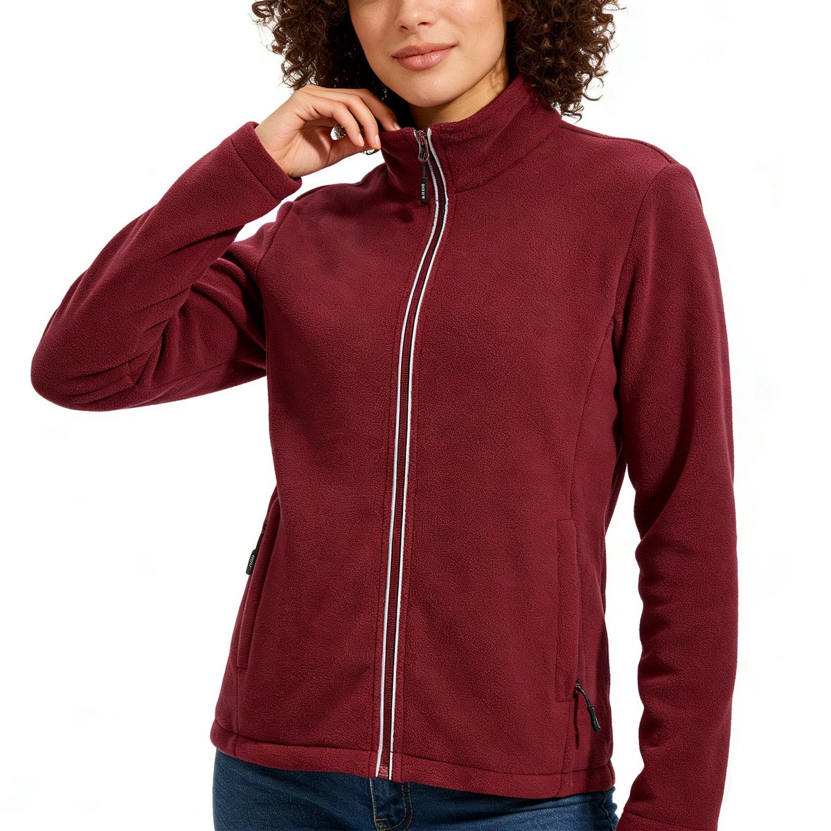 BUBW® Dames Outdoorjas Warme Fleece Jas Winddicht & Lichtgewicht Softshell Jas Rood