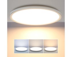 Epochglo LED Plafondlamp met Bewegingssensor - 18W, 1800LM, 3 Kleurtemperaturen (3000/4500/6000K) - Microgolfsensor (Radar), 3 Lichtmodi, Instelbare Timer (30s/120s/180s) - IP44 Waterdicht, Ultraplat Design (Ø22cm) - Wit - Voor Hal, Badkamer, Garage