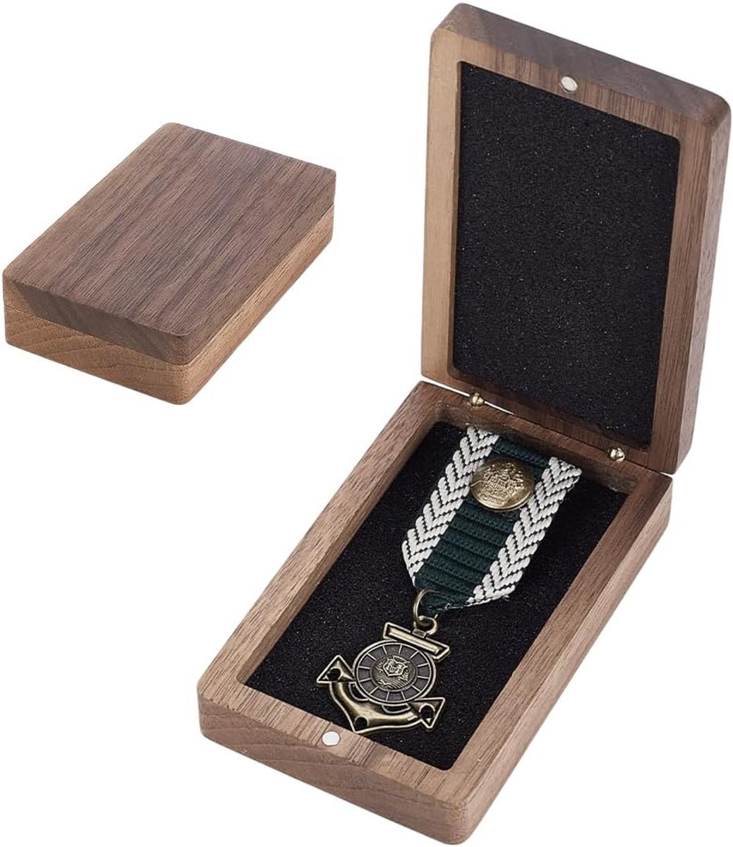 Medaille Display Doos - Munt Opberger - Verzamelen Tonen - Fluwelen Binnenkant - 1.10 Inch Hoog - Bruin