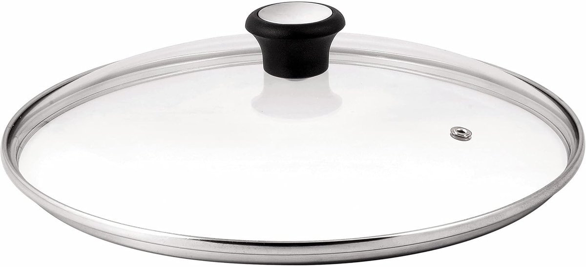 Glazen Deksel - Kookdeksel - Koken - Met Stoomregelaar - 24 cm - Zwart
