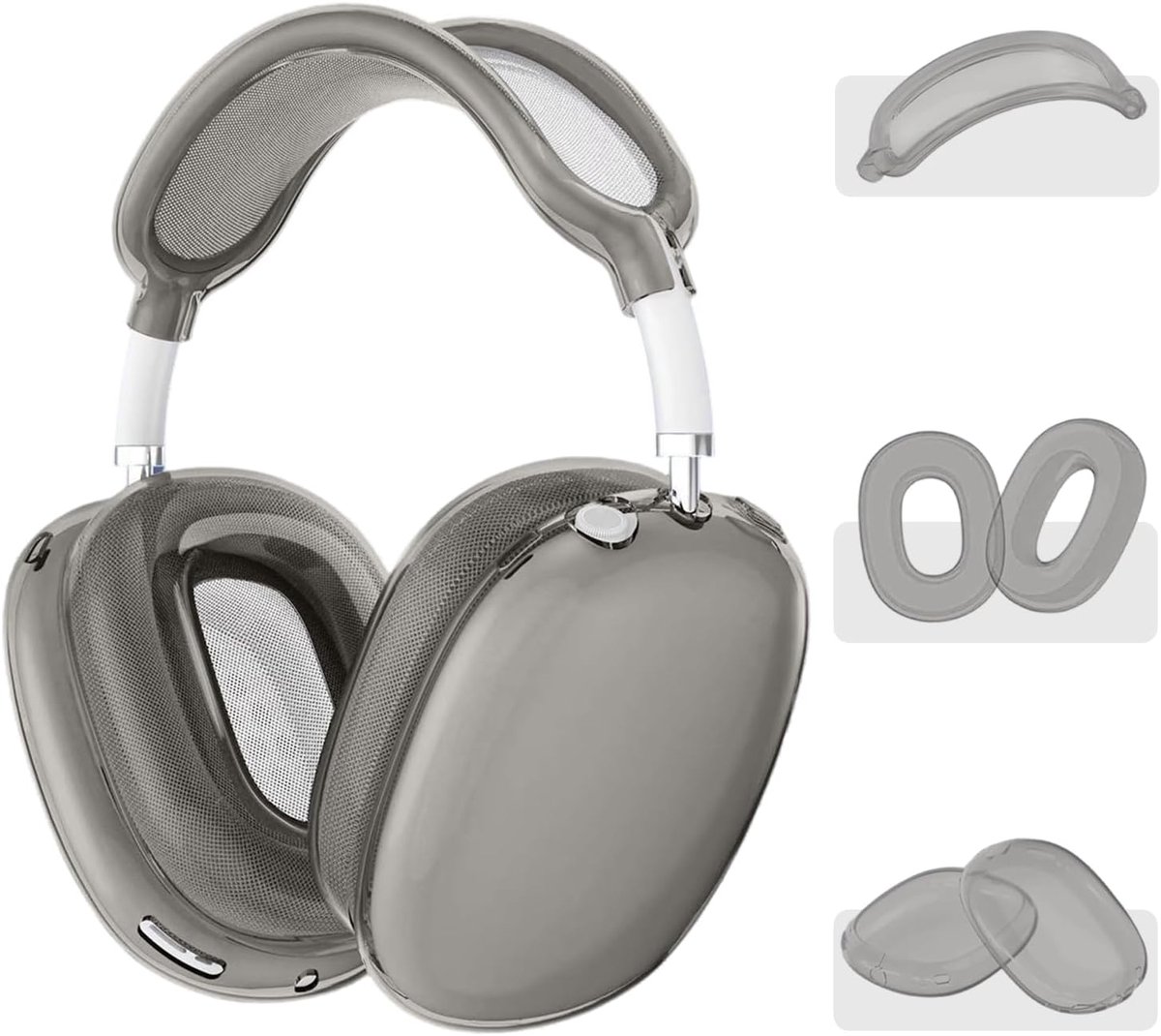 Koptelefoon Hoes Set - Siliconen Beschermhoes - Optimale Bescherming - 3-in-1 Multifunctioneel - 23x18x1 cm - Transparant Zwart