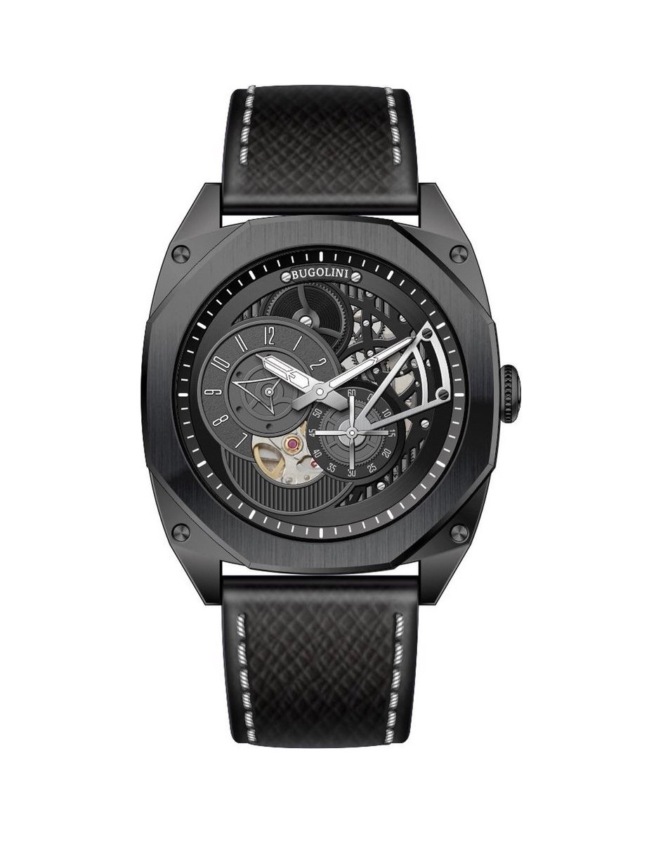 BUGOLINI NOCTIS - 49mm Stalen Automatische Horloge - Mechanisch MIYOTA-uurwerk- Lichtgevend - Waterdicht - Zwart