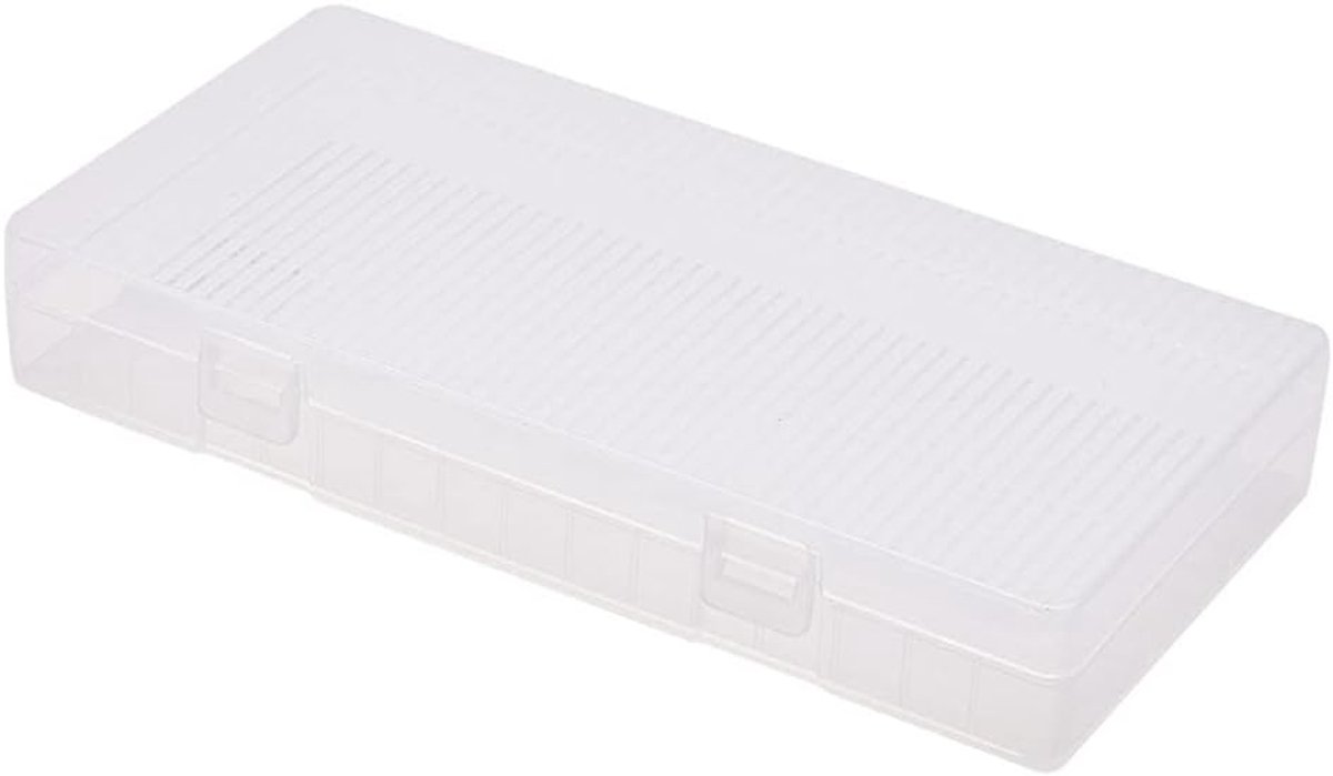 Batterij Opbergdoos - Batterijhouder Organizer - Veilig Batterijen Bewaren - Transparant Stapelbaar Ontwerp - 156x78x25mm - Transparant