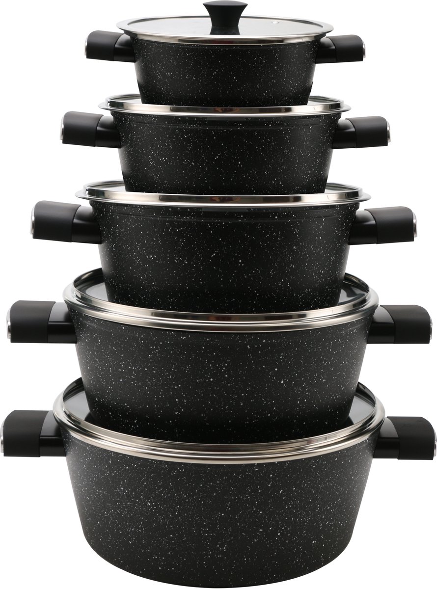 Royal Swiss ® - Pannenset - 10 Delig - Roestvrijstaal - Glazen
