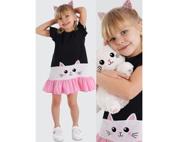 Denokids CFF-21Y2-045 Robe Fille Noire Imprimé Chat Volant 116