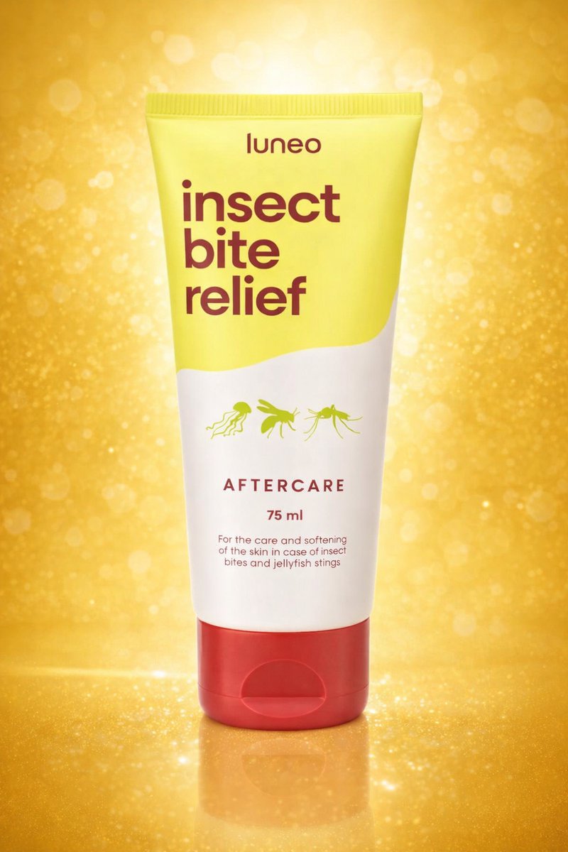 Lunéo Insect Bite Relief Crème – 75 ml – Verzacht & Verzorgt Huid na Insectenbeten en Kwallenbeten – Aftercare Gel tegen Jeuk en Irritatie