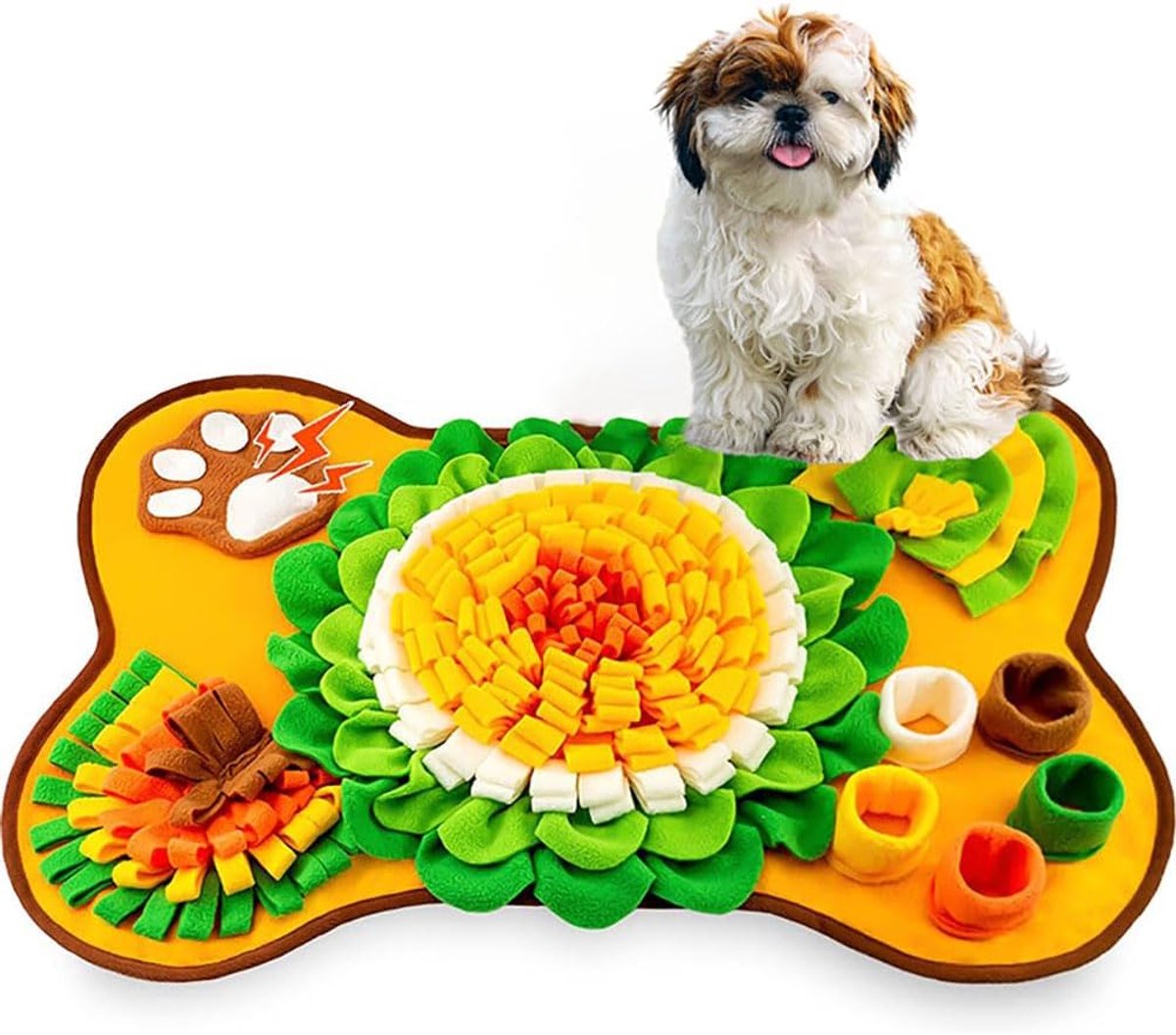 Snuffelmat Honden - Voer Puzzel - Mentale Stimulatie - Antislip Bodem - 64x43cm - Oranje