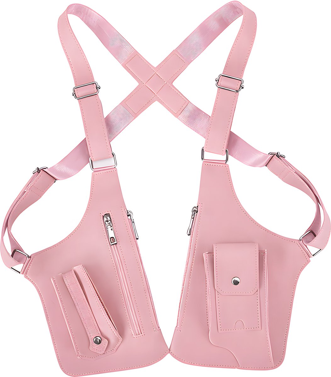 Kahil Schoudertas Heren Crossbody Anti-diefstal - Verborgen Rits - Verstelbare Band - Roze