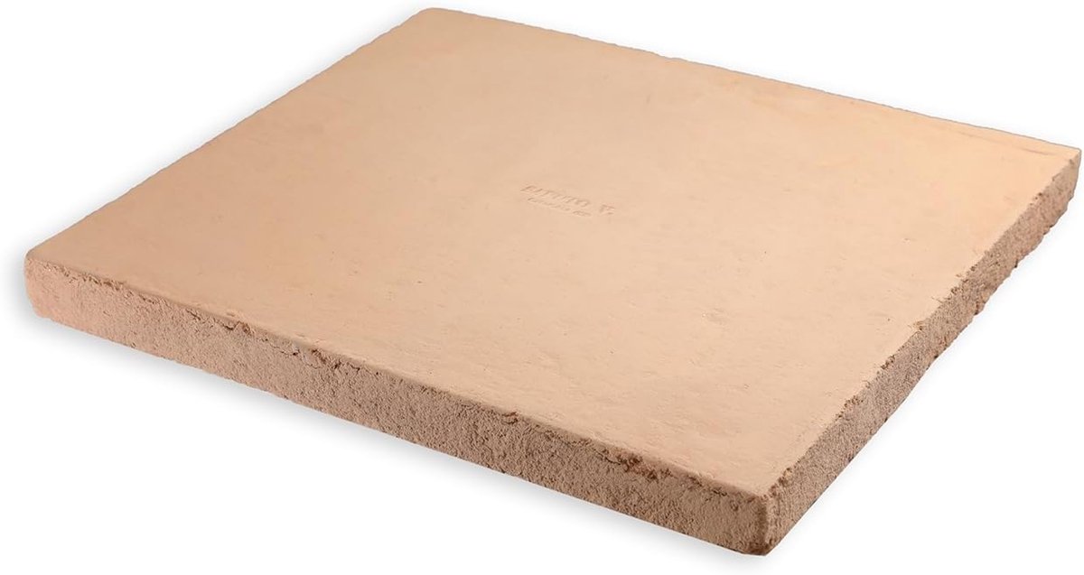 Ovensteen Vierkant - Baksteen Klei - Pizza Bakken - 100% Handgemaakt - 32x32x2 cm - Beige