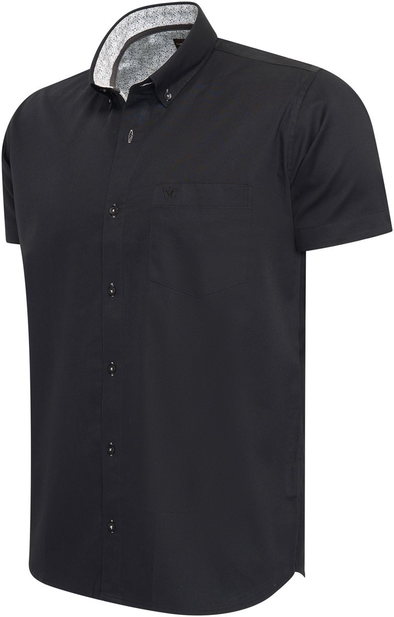 Cappuccino Italia - Heren Overhemden Toscana Stretch - Zwart - Maat XL