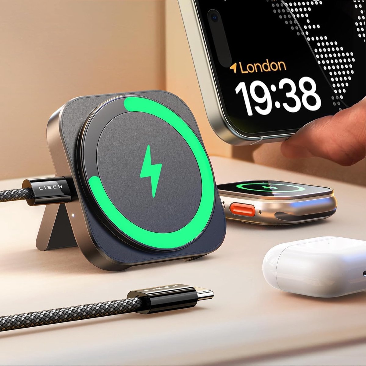 Draadloze iPhone Oplader – Wireless Charger – Draadloze Lader - telefoon houder
