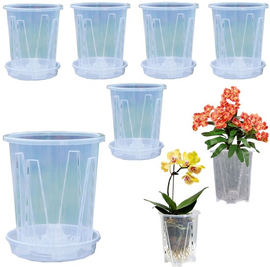 5-pack orchideeënpot 7 inch - transparante plastic orchideeënpotten met