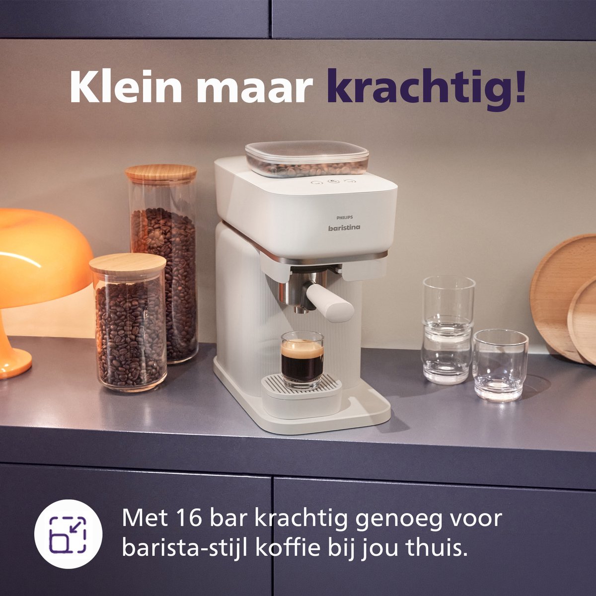 Philips BAR305/00 Baristina - Semi-Automatische Espressomachine - Pistonmachine - Koffiemachine met Bonen - Wit — afbeelding 6