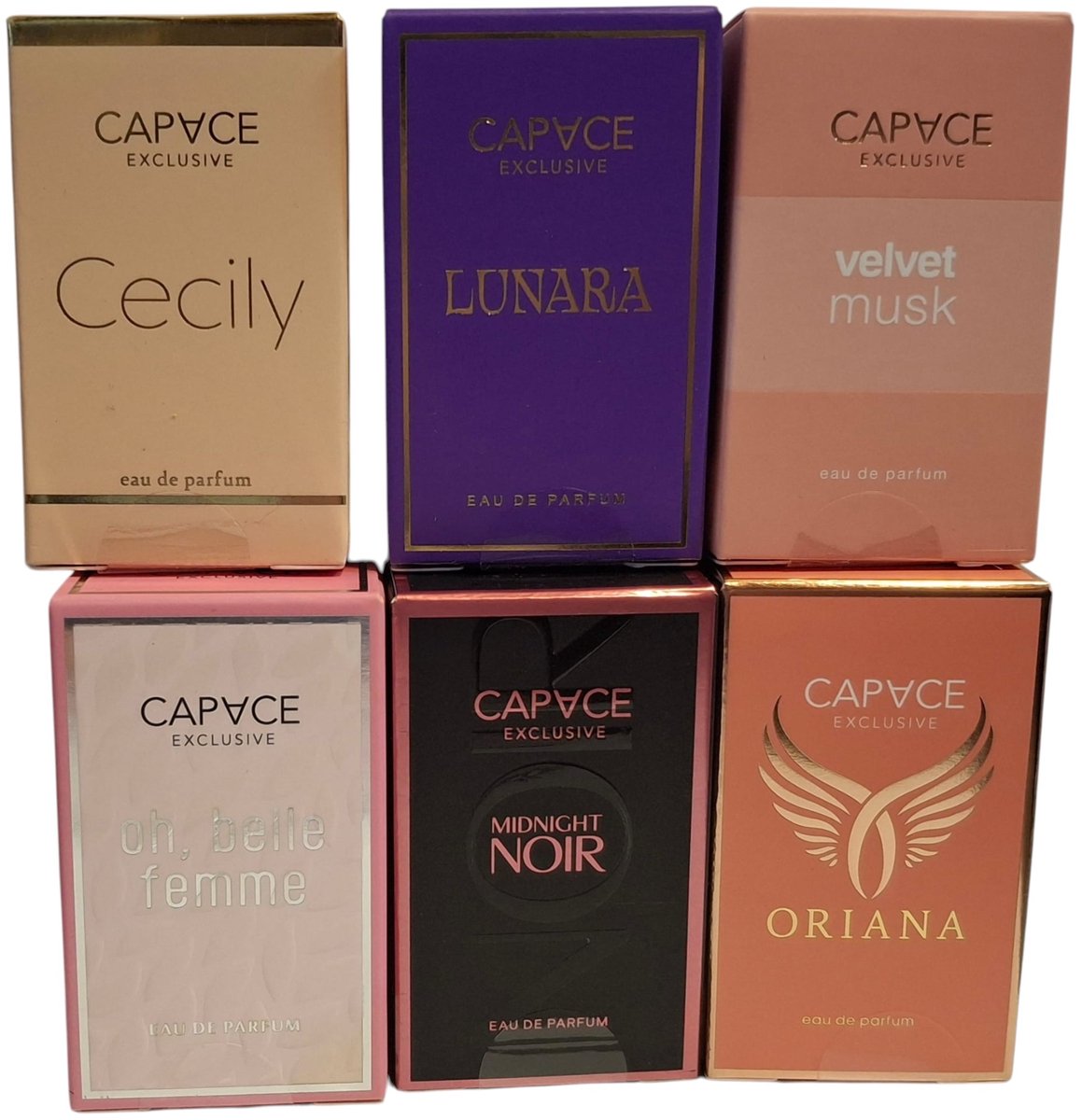 CAPACE PARFUM SET 6 stuks – Dames – Eau de Parfum 15 ml – Mini Parfum – Handtas Formaat – Cadeauset – Travel Size