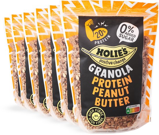Holie's Granola Protein Peanut Butter - suikervrij eiwitrijk ontbijtgranen - 6x 350gr