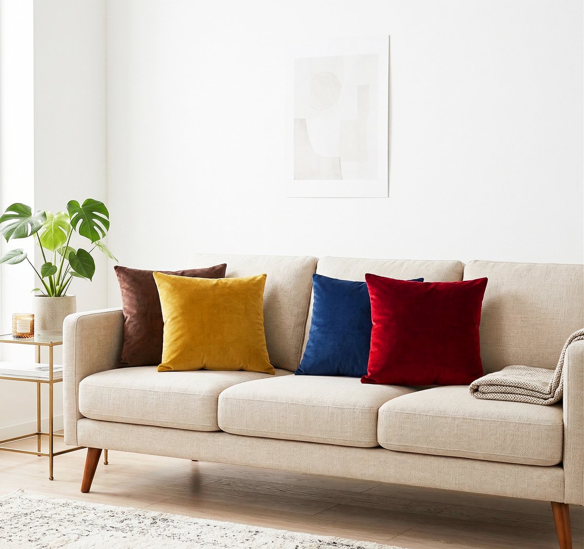 De Groen Home RUST - Zachte Fluwelen Kussenhoes set van 4- 45x45 cm - Effen Kleuren - Kussenloop Divers Kleuren
