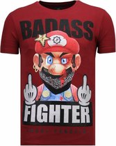 Fight Club Mario - Rhinestone T-shirt - Bordeaux
