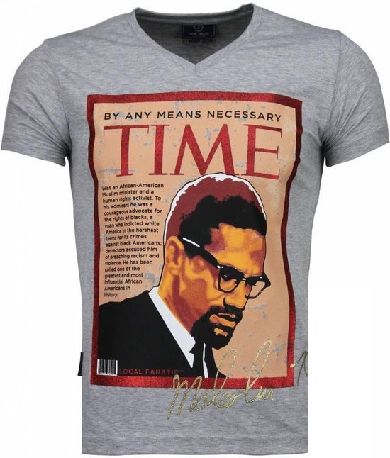 Local Fanatic Malcolm X - T-shirt - Gris Malcolm X - T-shirt - T-shirt homme blanc Taille XXL